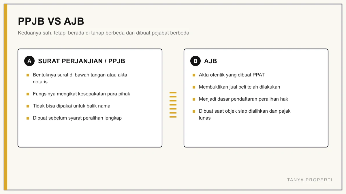 Perbandingan PPJB dan AJB: bentuk, fungsi, kegunaan untuk balik nama, dan waktu pembuatannya