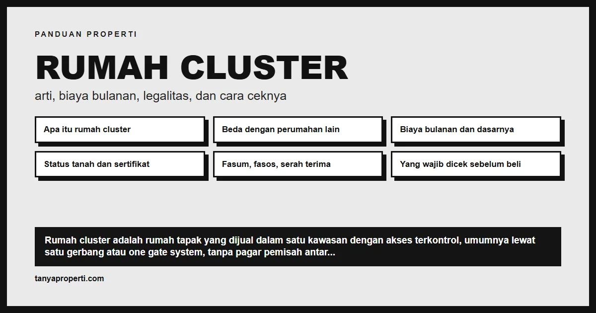 Ilustrasi: Rumah cluster: arti, biaya bulanan, legalitas, dan cara ceknya